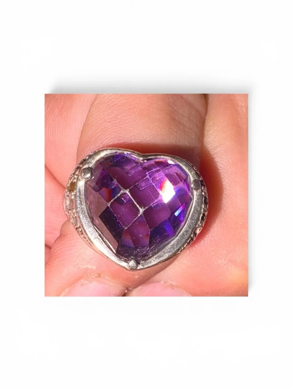 Harley Davidson 3 piece Purple Heart 925 sterling ring size 8 see description